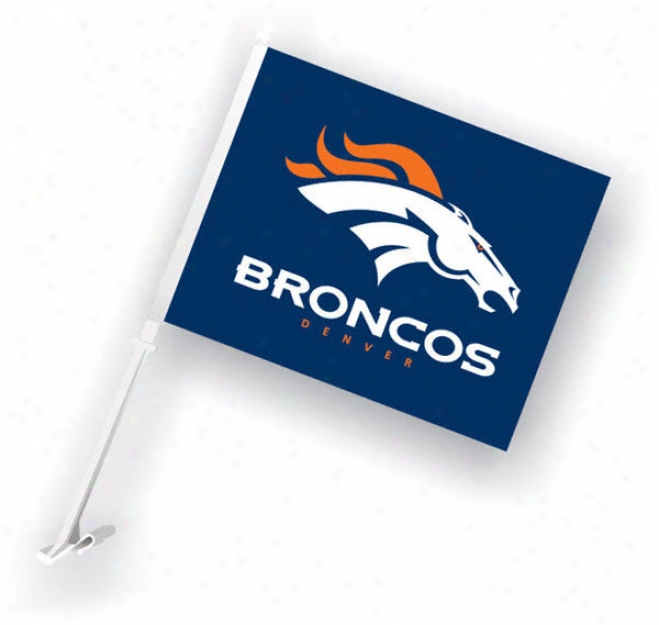 Denver Broncos 11x18 Double Sided Car Flag - Set Of 2