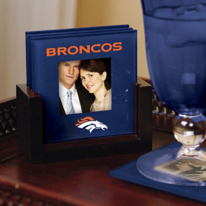 Denver Broncos Arr Glass Phoro Coaster Set