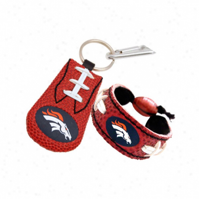 Denver Broncos Bracelet & Keychain Set