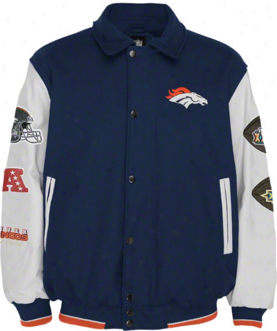 Denver Broncos Full-zip Commemorative Wool Varsity Jerkin