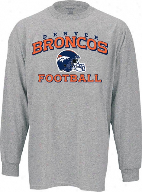 Denver Broncos -grey- Stacked Helmet Long Sleeve T-shirt