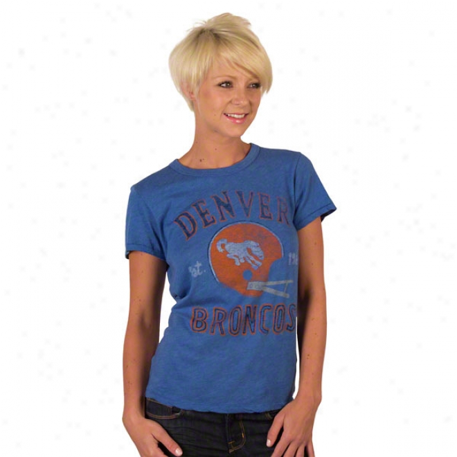 Denver Broncos Heather Vintage Helmet Women's T-shirt