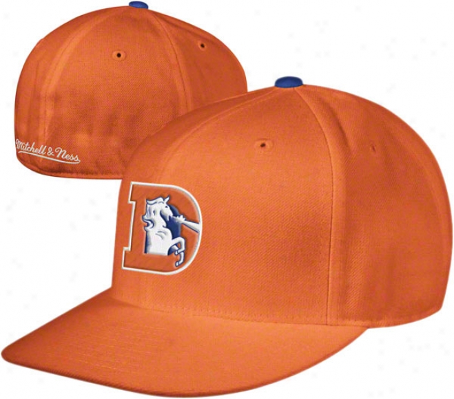 Denver Broncos Mitchell & Ness Throwback Basic Logo Fitted Hat
