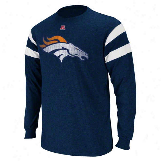 Denver Broncos Navy End Of Line Iii Long Sleeve Jersey Shirt