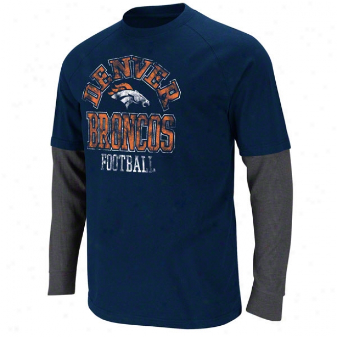 Denver Broncos Navy Read And React Two-fer T-shirt