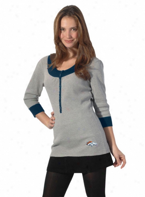 Denver Broncos Women's Heather Grey Thermal Tunic Feom Touch By Alyssa Milano