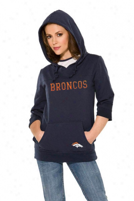 Denver Broncos Women's Laser Cut 3/4 Sleeve Pullover Hoodie - By Alyssa Milano