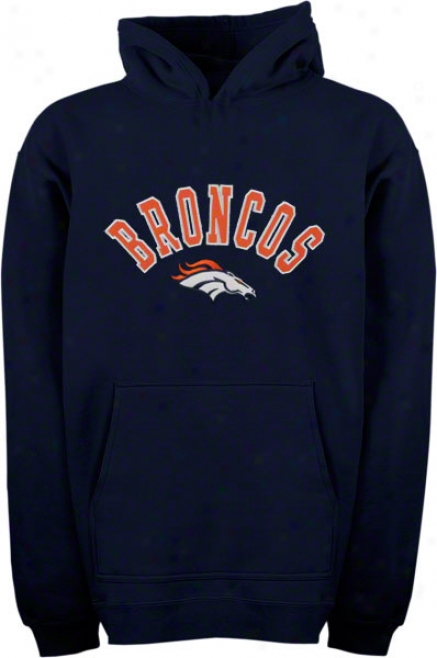 Denver Broncos Juvenility Navy Arched Team Name W/logo Hooded Sweatshir5