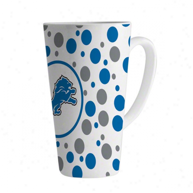 Detroit Lions 16oz White Polka Dot Latte Mug