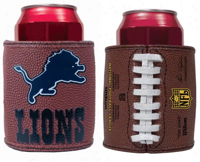 Detroit Lions Authentic Football Grip Can Koozie - Set Of 2