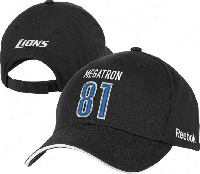 Detrlit Lions Black Reebok Megatron #81 Code Blue Adjustable Hat