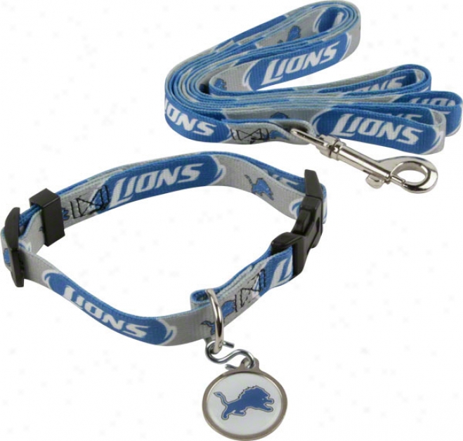 Detroit Lions Dog Collar & Leash Set