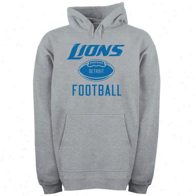 Detroit Lions Grey End Zone Embroider Out Hooded Sweatshirt