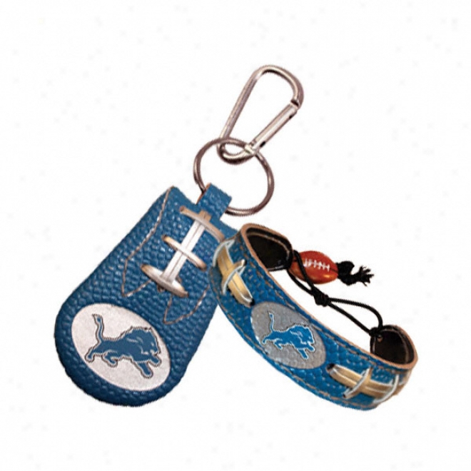 Detroit Lions Team Color Bracelet & Keychain Set