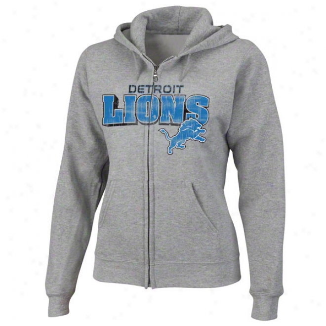 Detroit Lions Women's Football Classic Iii Gray Hooded Sweatshirt