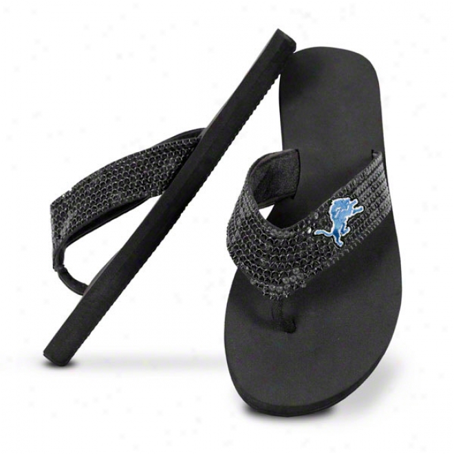 Detroit Lions Women's Sequin Strap Flip Flops