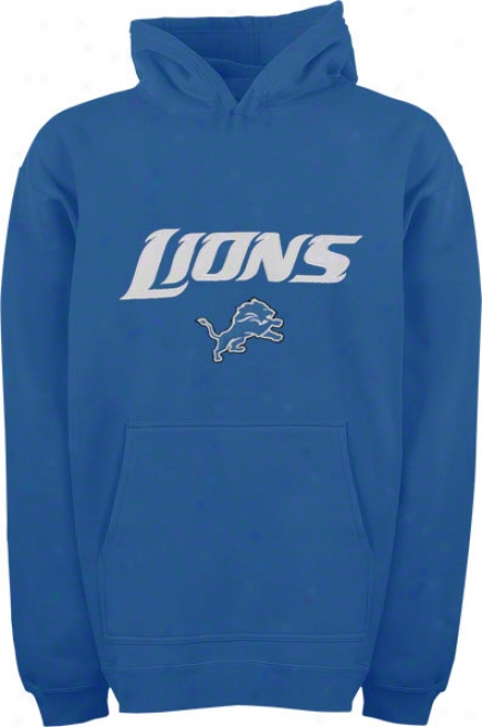 Detroit Lions Youth Blue Arched Team Name W/logo Hooded Sweatshirt