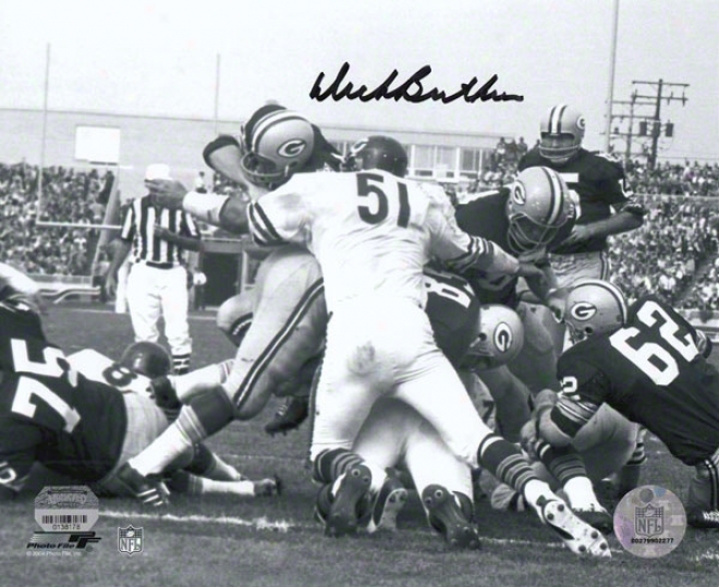 Dick Butkus Chicago Bears - Goal Line Stand - Autographed Black And White 8x10 Photograph