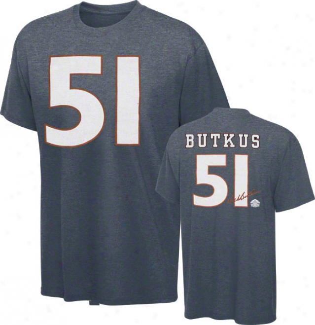 Dick Butkus Chicago Bears Navy Hall Of Fame Name & Number Tee