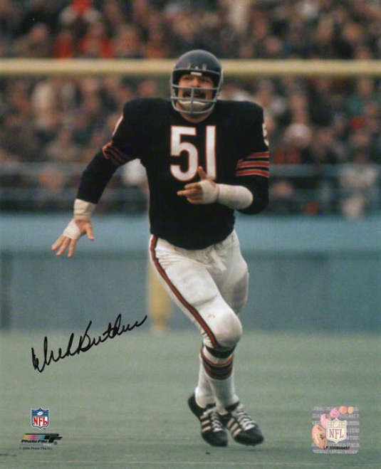 Dick Butkus Chicago Bears - Running In Azure Jersey - 8x10 Autographed Photograph