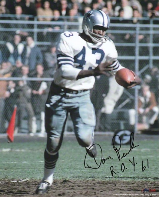 Don Perkins Dallas Cowboys - Action - Autographed 8x10 Photograph Wirh Roy 61 Inscription