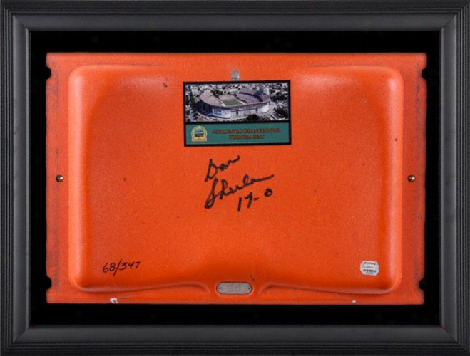 Put on Shula Miami Dolphins Autographed Orange Bowl Stadium Seat In Black Framed Shadowbox