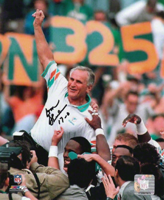 Don Shula Miami Dolphins - Carried Off Field - Autographed 8x10 Photograph