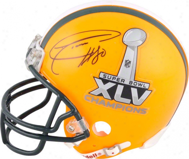 Donald Driver Autographed Mini Helmet  Details: Green Bark at Packers, Super Bowl Xlv Logo, Half And Half