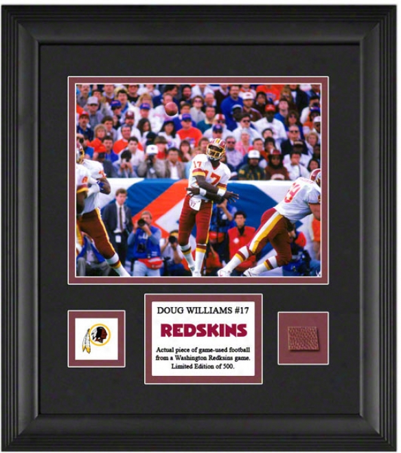 Doug Williams Framed 8x10 Photograph  Dteails: Washington Redskins, With Game-used Football Piece And Descriptive Plate