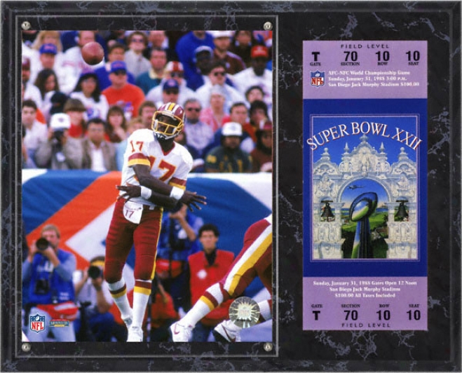 Doug Williams Sublinated 12x15 Plaque  Details: Washington Redskins, Super Bowl Xxii, With Replica Ticket