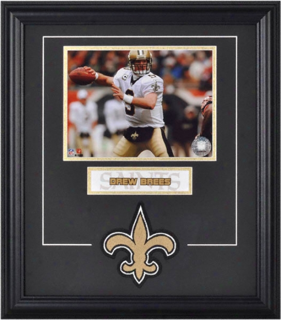 Drew Brees Framed 6x8 Photograph Through  Team Logo & Plate