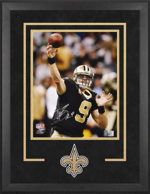 Drew Brees New Orleans Saints Deluxe Framed Autographed 16x20 Photograph With Team Logo And Nameplate