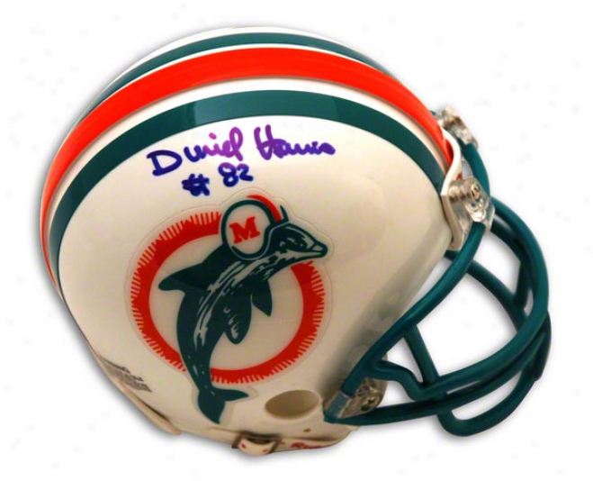 Duriel Harris Autographed Miami Dolphins Throwback Mini Helmet