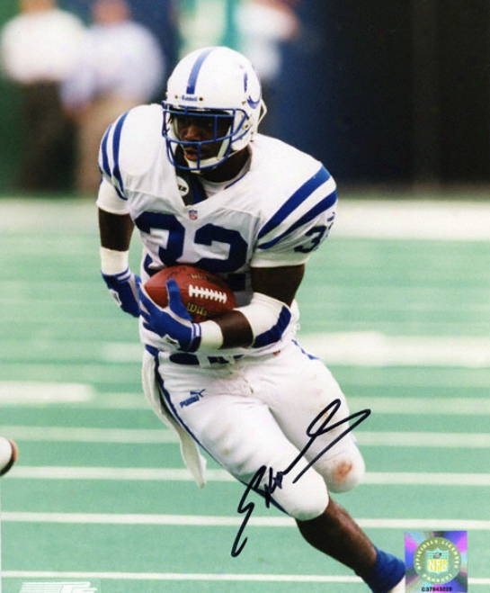 Edgerrin James Indianapolis Clts - Cutting Upfield - 8x10 Autographed Photograph
