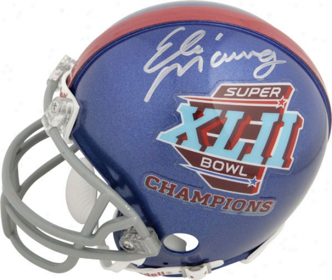 Eli Mabning New York Giants Autographed Super Bowl Xlii Champions Mino Helmet