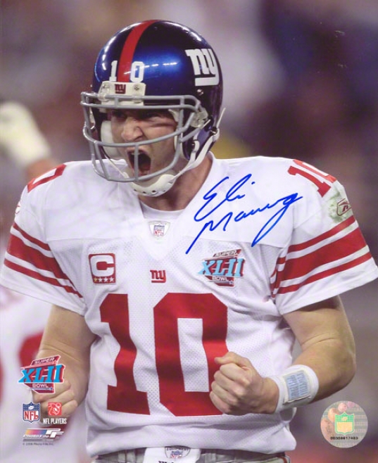 Eli Mannung New York Giants - Super Bowl Xlii Td - Autographed 8x10 Photoyraph