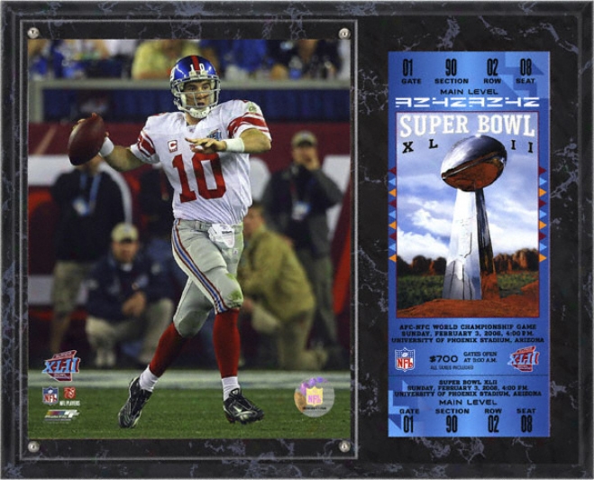 Eli Manning Sublimated 12x15 Plaque  Details: Sb 42 Super Bowl