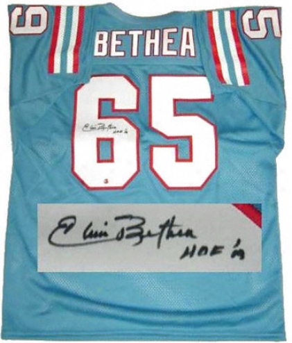 Elvin Bethea Houston Oilers Autographed Blue Jersey With Hof 03 Inscription