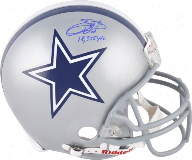 Emkitt Smith Autographed Pro-line Helmet  Details: Dallas Cowboys, Authentic Risdell Helmet, 18355 Yds Inscription