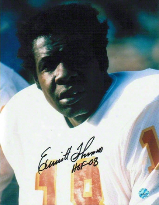 Emmitt Thomas Autographed Kansas City Chiefs 8x10 Photo Inscribed &quothof 08&quot