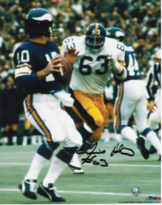 Ernie Holmes Pittsburgh Steelers Autographed 8x10 Photo Rushing Tarkenton