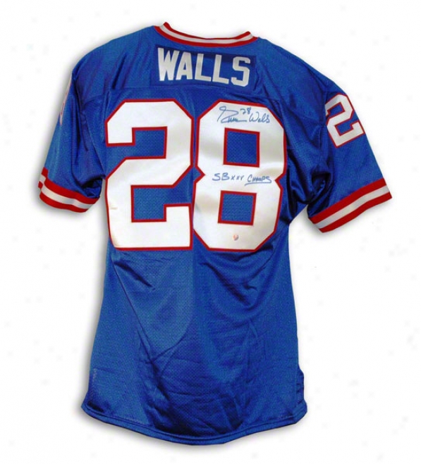 Everson Walls New York Giants Autographed Blue Throwback Jersey Inscribed Sb Xxv Champs