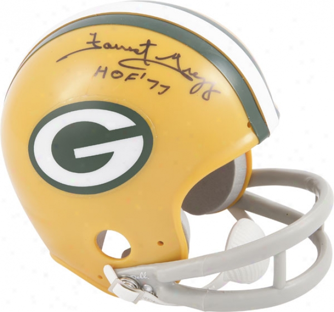 Forrest Gregg Green Check Packers Autographed Mini Helmet With Hof '77 Inscription