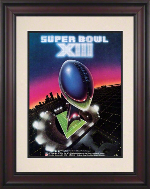 Framed 10.5 X 14 Super Bowl Xiii Program Print  Details: 1979, Steelers Vs Cowboys