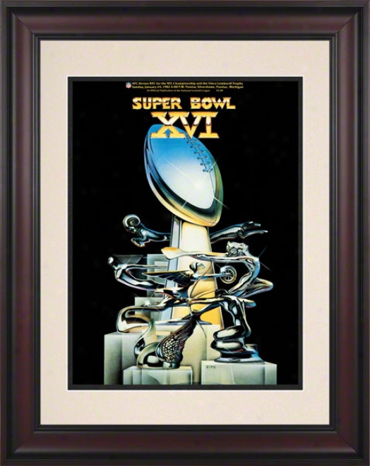 Framed 10.5 X 14 Super Bowl Xvi Program Print  Details: 1982, 49ers Vs Bengals