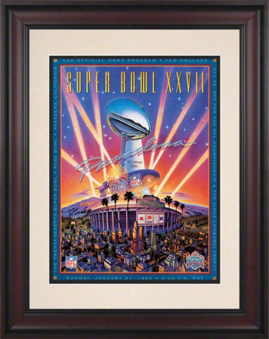 Framed 10.5 X 14 Super Bowl Xxvii Program Print  Details: 1993, Cowboys Vs Bills