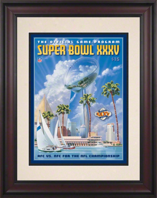 Framed 10.5 X 14 Super Bowl Xxxf Program Print  Details: 2001, Ravens Vs Giants