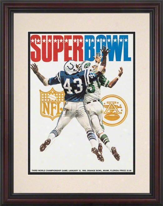 Framed 8.5 X 11 Super Bowl Iii Program Print  Details: 1969, Jets Vs Colts