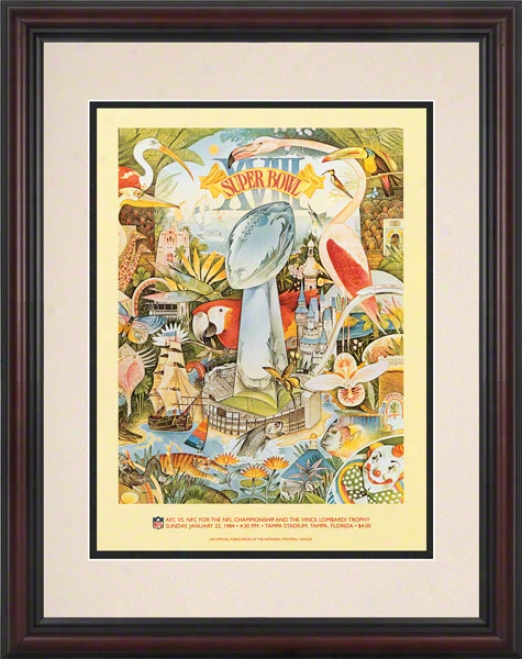 Framed 8.5 X 11 Super Goblet Vxiii Program Print  Details: 1984, Raiders Vs Redskins