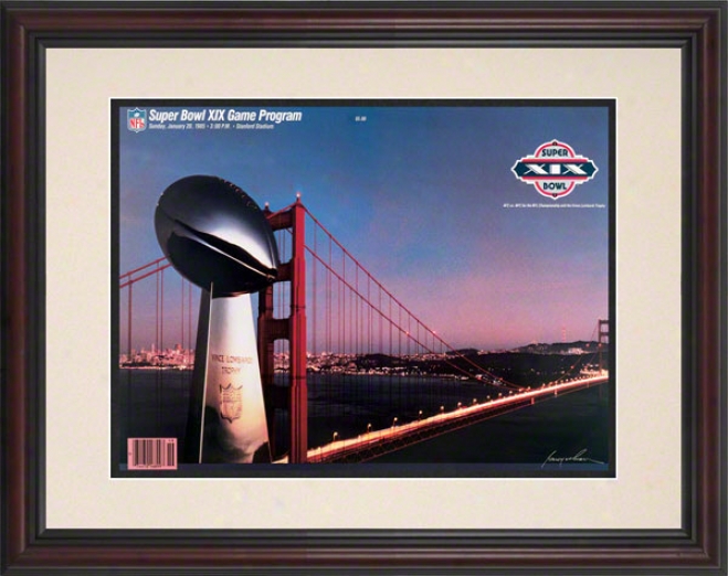 Framed 8.5 X 11 Super Bowl Xix Program Print  Details: 1985, 49ers V Dolphins